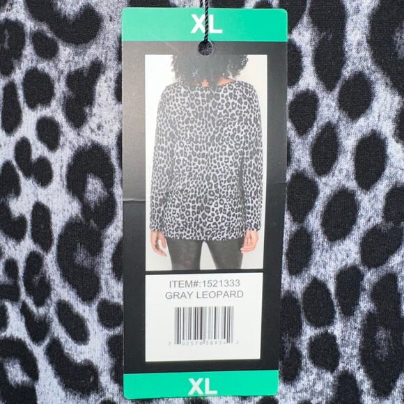 NWT Mario Serrani Long Sleeve Grey Leopard Tunic T-Shirt Size XL - Picture 6 of 13